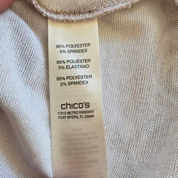 Chicos Size 1 Womens Medium Beige Floral Short Sleeve Knit Top - Picture 5 of 6